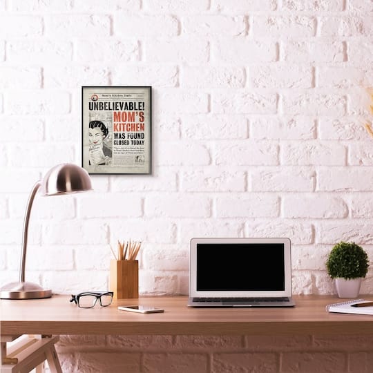 Stupell Industries Mom's Kitchen Newspaper Wall Art in Black Frame